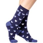 Ladies Lite Jasmine Socks – Navy Hearts