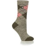 Ladies Lite Argyle Cali Socks – Olive & Cream