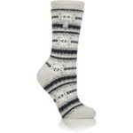 Ladies Lite Fairisle Nordic Socks – Grey & Blue