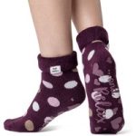 Ladies Lite Lyra Lounge Socks with Turnover Top – Cabernet Dots