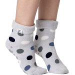 Ladies Lite Lyra Lounge Socks with Turnover Top – Silver Dots