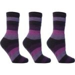 Special Offer 3 Pairs Kids Thermal Slipper Socks – Purple Stripe