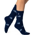 Ladies Ultra Lite Bellis Floral Socks – Navy