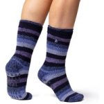 Ladies Original Petunia Stripe Slipper Socks – Navy