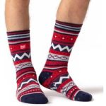 Mens Soul Warming Dual Layer Slipper Socks – Navy & Red