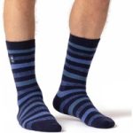 Mens Lite Split Medium Stripe Socks – Navy