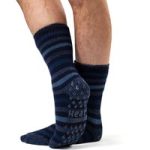 Mens Original Siskin Slipper Socks – Navy Stripe