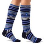 Ladies Ultra Lite Long Ski & Snow Sports Socks – Blue Stripe