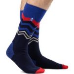 Mens Ultra Lite Long Ski & Snow Sports Socks – Navy Zig Zag