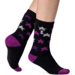 Ladies Lite Nice Stars Socks – Black & Pink