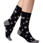 Ladies Ultra Lite Petafield Snowflake Socks – Black