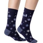 Ladies Ultra Lite Petafield Snowflake Socks – Navy