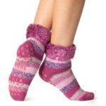 Ladies Original Emma Lounge Socks with Turnover Top – Pink & Purple