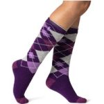 Ladies Lite Mahonia Long Socks – Purple Argyle