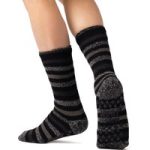 Mens Original Siskin Slipper Socks – Black Stripe