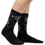 Mens Ultra Lite Wicklam Argyle Socks – Black & Merlot